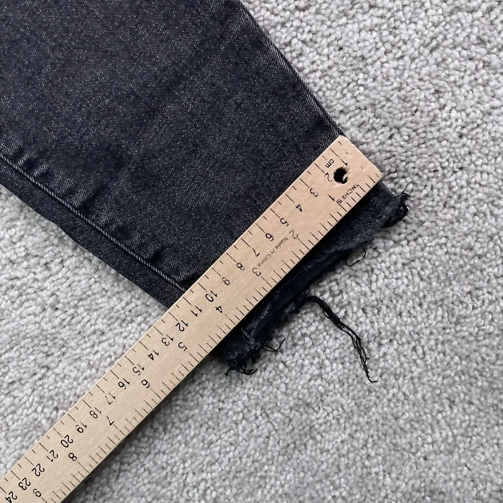 Everlane Jeans Womens 25 Tall Black Mid Rise Skinny Stretch Denim Fray Cuffs‎